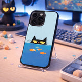 Silent Hunter Cat Illustration Case Cover Protective for iPhone, Samsung & Google Pixel HE0004