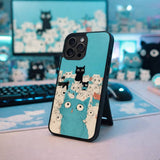 Everyone Is Watching Cat Illustration Case Cover Protective for iPhone, Samsung & Google Pixel HE0006