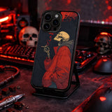 Skeleton Smoking Dark Illustration Art Case Cover Protective for iPhone, Samsung & Google Pixel HE0017