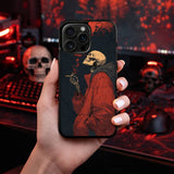 Skeleton Smoking Dark Illustration Art Case Cover Protective for iPhone, Samsung & Google Pixel HE0017