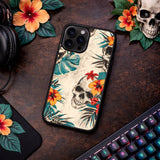 Skull Floral Pattern Vintage Illustration Art Case Cover Protective for iPhone, Samsung & Google Pixel HE0020