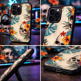 Skull Floral Pattern Vintage Illustration Art Case Cover Protective for iPhone, Samsung & Google Pixel HE0020