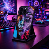 Abstract Cyber Face Pop Art Illustration Case Cover Protective for iPhone, Samsung & Google Pixel HE0022