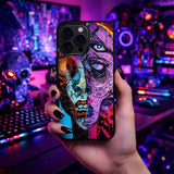 Abstract Cyber Face Pop Art Illustration Case Cover Protective for iPhone, Samsung & Google Pixel HE0022
