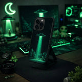 Alien UFO Green Light Sci Fi Illustration Case Cover Protective for iPhone, Samsung & Google Pixel HE0023