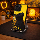 Black Cat Yellow Aesthetic Illustration Art Case Cover Protective for iPhone, Samsung & Google Pixel HE0024