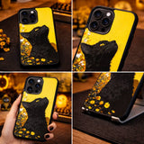 Black Cat Yellow Aesthetic Illustration Art Case Cover Protective for iPhone, Samsung & Google Pixel HE0024