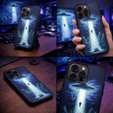 UFO Abduction Night Sci Fi Illustration Art Case Cover Protective for iPhone, Samsung & Google Pixel HE0025