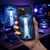 UFO Abduction Night Sci Fi Illustration Art Case Cover Protective for iPhone, Samsung & Google Pixel HE0025