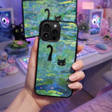 Black Cat Swimming Pond Dream Illustration Case Cover Protective for iPhone, Samsung & Google Pixel HE0030