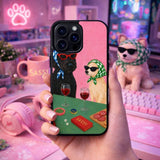 Stylish Dogs Wine Party Illustration Art Case Cover Protective for iPhone, Samsung & Google Pixel HE0035