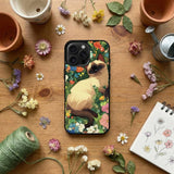 Sleeping Siamese Cat Floral Art Case Cover Protective for iPhone, Samsung & Google Pixel HE0051