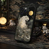 White Tiger Moon Japanese Art Case Cover Protective for iPhone, Samsung & Google Pixel HE0054