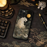 White Tiger Moon Japanese Art Case Cover Protective for iPhone, Samsung & Google Pixel HE0054