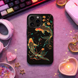 Koi Fish Neon Asian Wall Art Case Cover Protective for iPhone, Samsung & Google Pixel HE0057