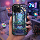 Stained Glass Garden Window Art Case Cover Protective for iPhone, Samsung & Google Pixel HE0058