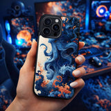 Blue Octopus Abstract Wall Art Case Cover Protective for iPhone, Samsung & Google Pixel HE0063