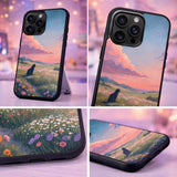 Black Cat Sunset Meadow Art Case Cover Protective for iPhone, Samsung & Google Pixel HE0073