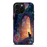 Moonlit Stained Glass Cat Sanctuary Case Cover Protective for iPhone, Samsung & Google Pixel HE0095