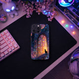 Moonlit Stained Glass Cat Sanctuary Case Cover Protective for iPhone, Samsung & Google Pixel HE0095