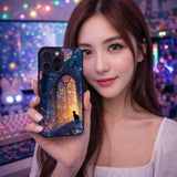 Moonlit Stained Glass Cat Sanctuary Case Cover Protective for iPhone, Samsung & Google Pixel HE0095