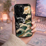 Koi Lotus Oriental Wave Painting Case Cover Protective for iPhone, Samsung & Google Pixel HE0104