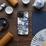 Blue Asian Dragon Pattern Art Case Cover Protective for iPhone, Samsung & Google Pixel HE0107