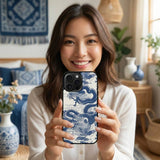 Blue Asian Dragon Pattern Art Case Cover Protective for iPhone, Samsung & Google Pixel HE0107