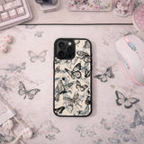 Monochrome Butterfly Vintage Pattern Case Cover Protective for iPhone, Samsung & Google Pixel HE0159