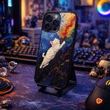 White Cat Colorful Oil Paint Style Case Cover Protective for iPhone, Samsung & Google Pixel HE0173