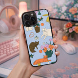 Playful Cats and Floral Still Life Case Cover Protective for iPhone, Samsung & Google Pixel HE0181