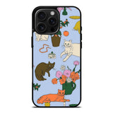 Playful Cats and Floral Still Life Case Cover Protective for iPhone, Samsung & Google Pixel HE0181