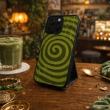 Olive Green Hypnotic Spiral Case Cover Protective for iPhone, Samsung & Google Pixel HE0203
