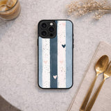 Blue Stripes with Soft Hearts Case Cover Protective for iPhone, Samsung & Google Pixel HE0207