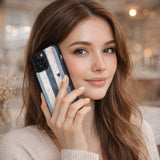 Blue Stripes with Soft Hearts Case Cover Protective for iPhone, Samsung & Google Pixel HE0207