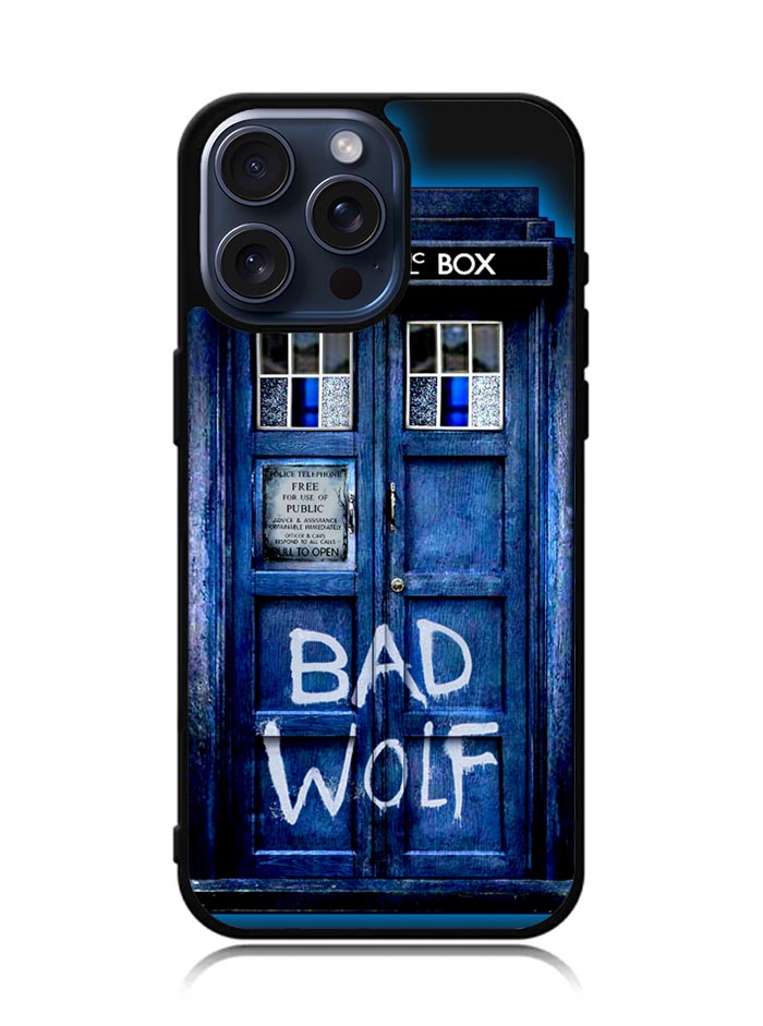 Doctor Who TARDIS Bad Wolf Blue iPhone 15 Pro Max Case