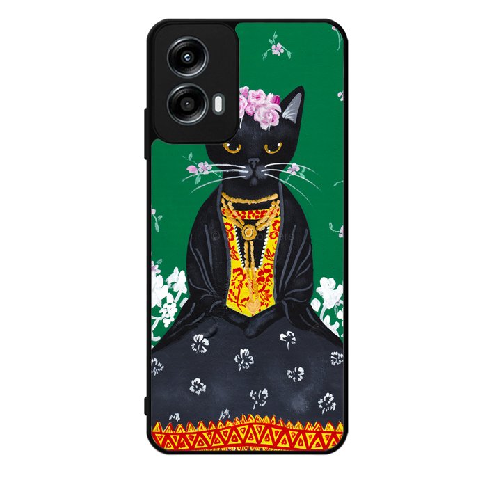 Frida Catlo Floral Black Cat Motorola Moto G Play 2024 Case OV1215
