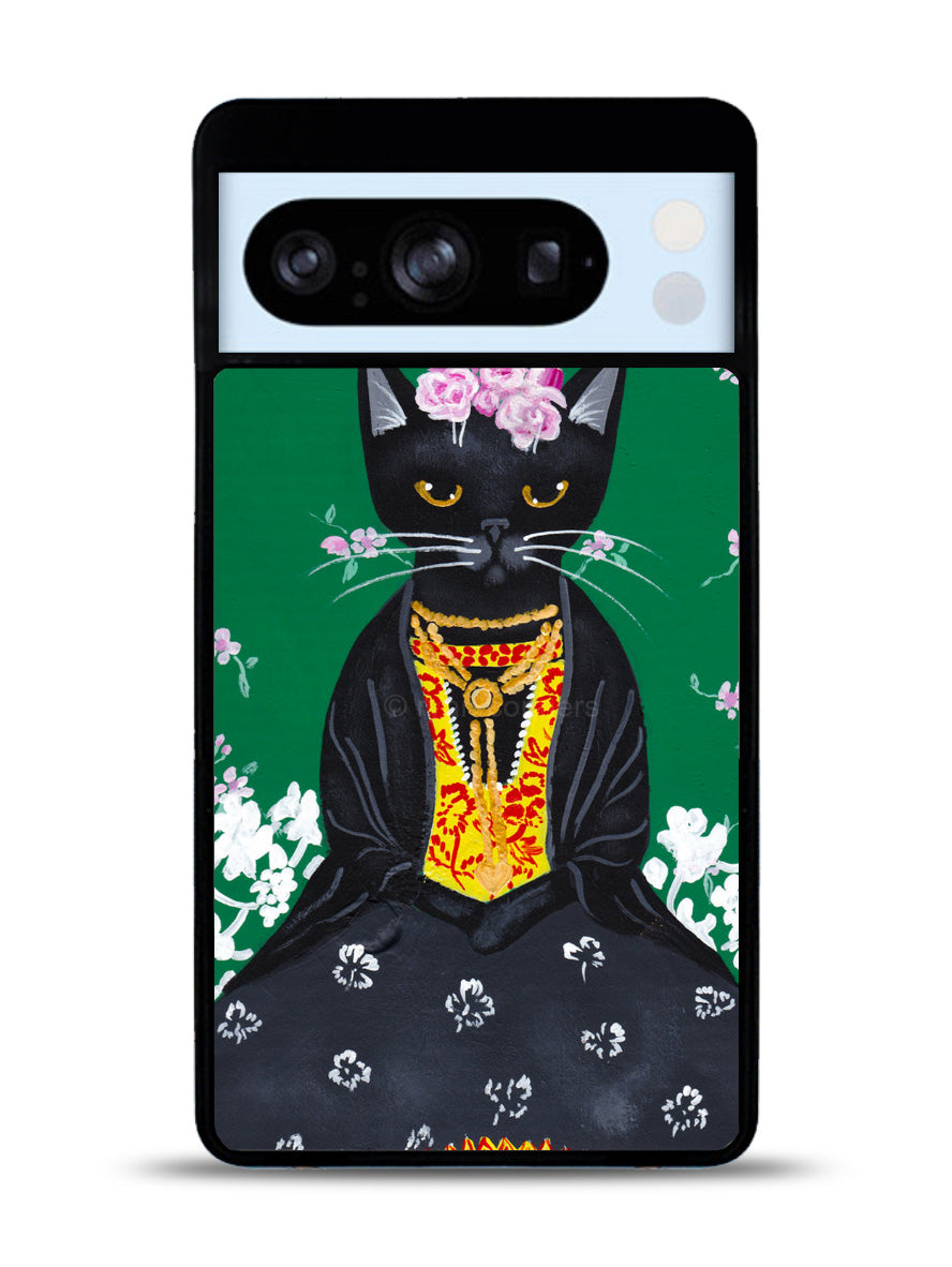 Frida Catlo Floral Black Cat Google Pixel 8 Pro Case QC1215