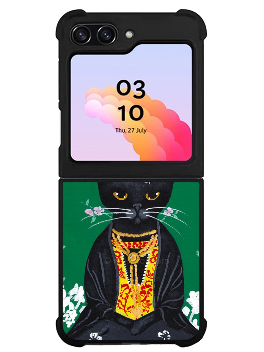 Frida Catlo Floral Black Cat Samsung Galaxy Z Flip 5 5G 2023 Case OV1215