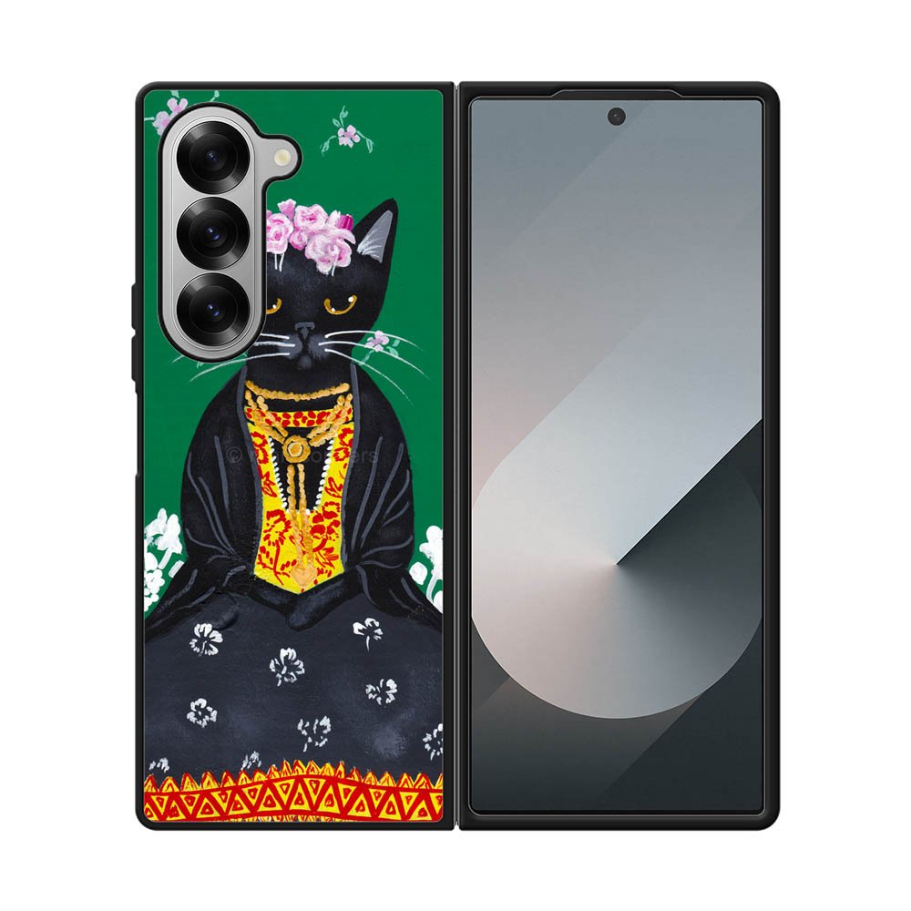 Frida Catlo Floral Black Cat Samsung Galaxy Z Fold 7 5G Case OV1215