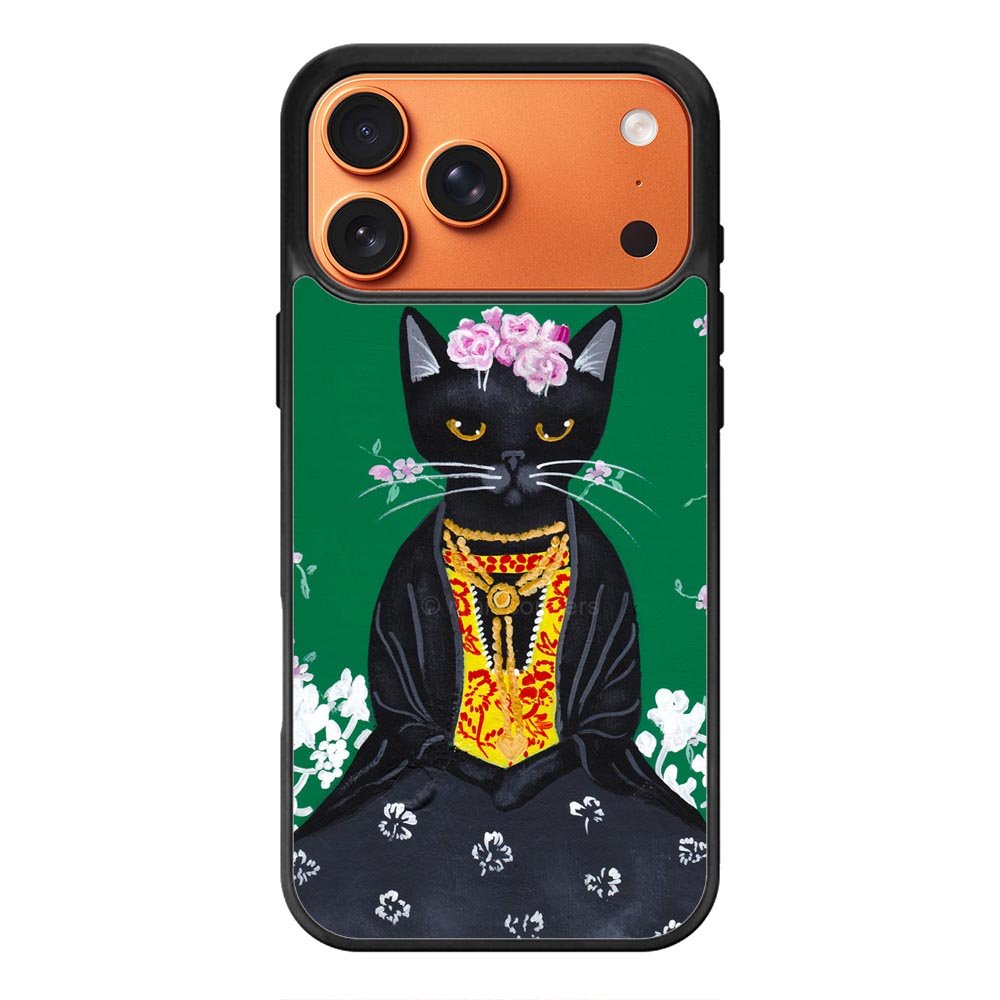 Frida Catlo Floral Black Cat iPhone 17 Pro Max Case OV1215