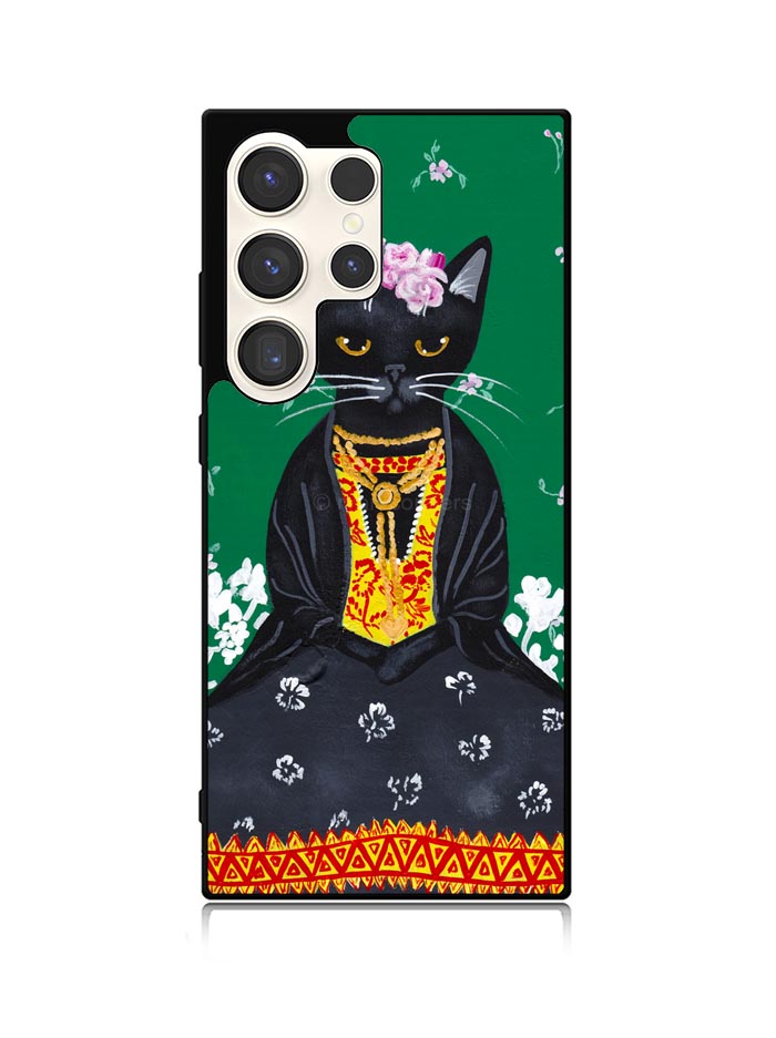 Frida Catlo Floral Black Cat Samsung Galaxy S25 Ultra 5G Case QC1215