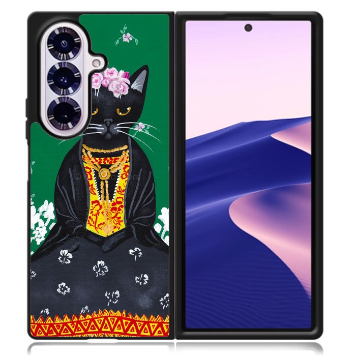 Frida Catlo Floral Black Cat Samsung Galaxy Z Fold 7 Case OV1215