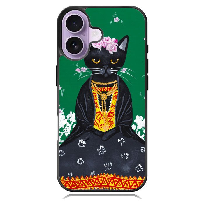 Frida Catlo Floral Black Cat iPhone 17 Case OV1215