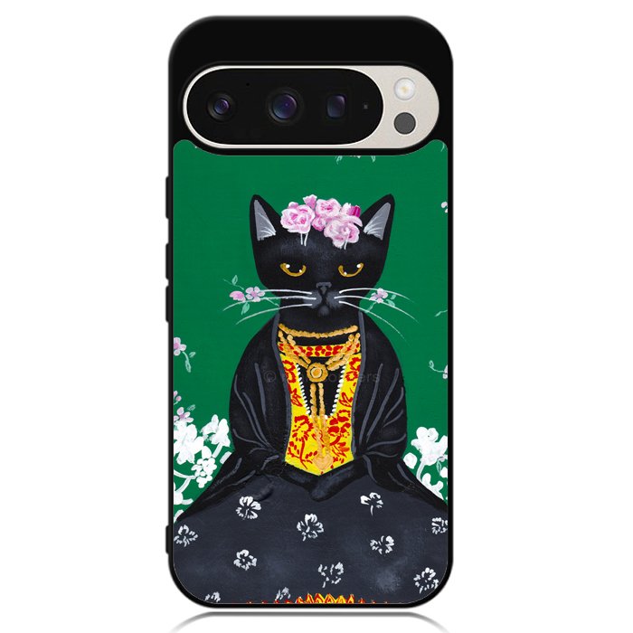 Frida Catlo Floral Black Cat Google Pixel 9 | Pixel 9 Pro Case OV1215