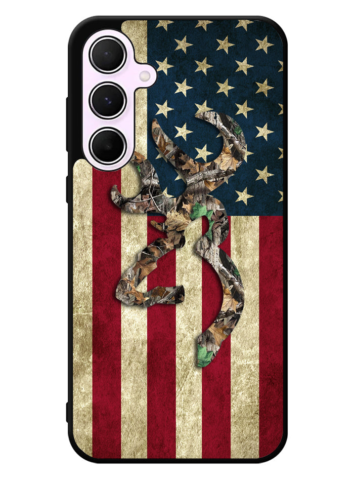Browning Deer Real Tree Camo USA Flag Samsung Galaxy A35 5G Case