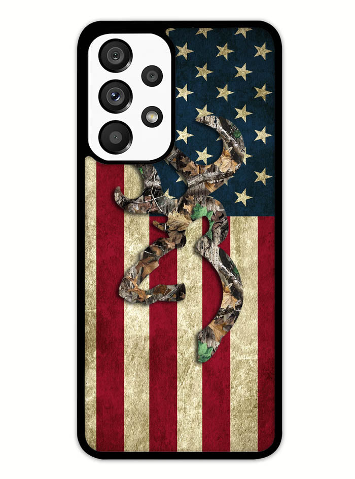 Browning Deer Real Tree Camo USA Flag Samsung Galaxy A53 5G Case