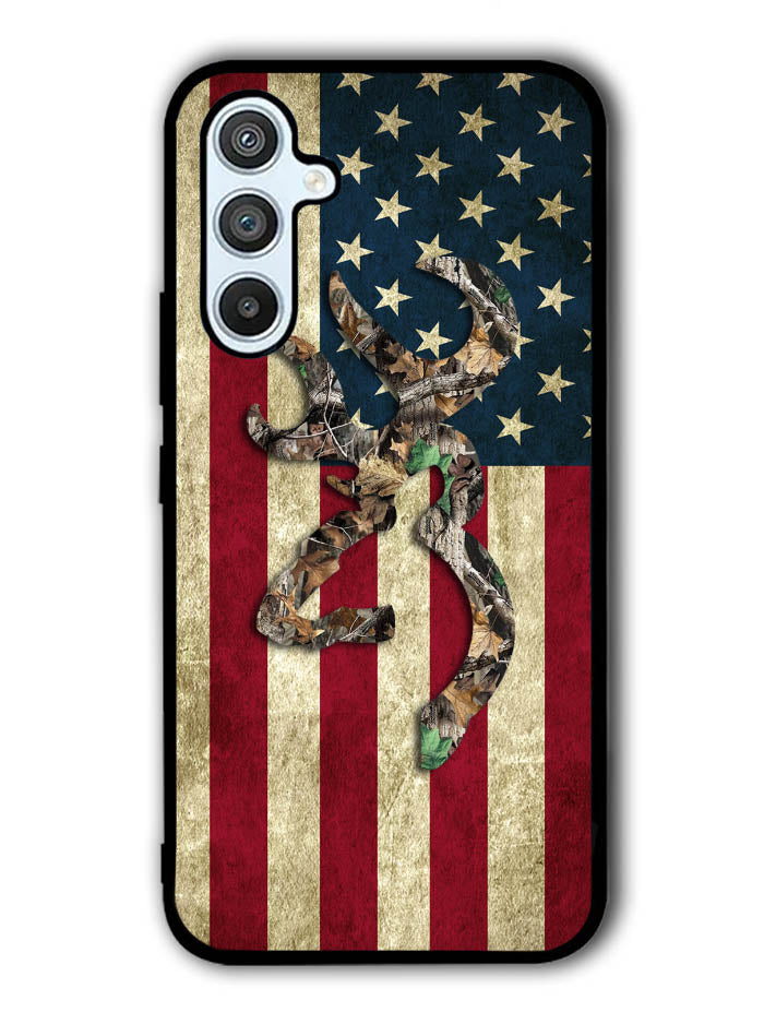 Browning Deer Real Tree Camo USA Flag Samsung Galaxy A54 5G Case
