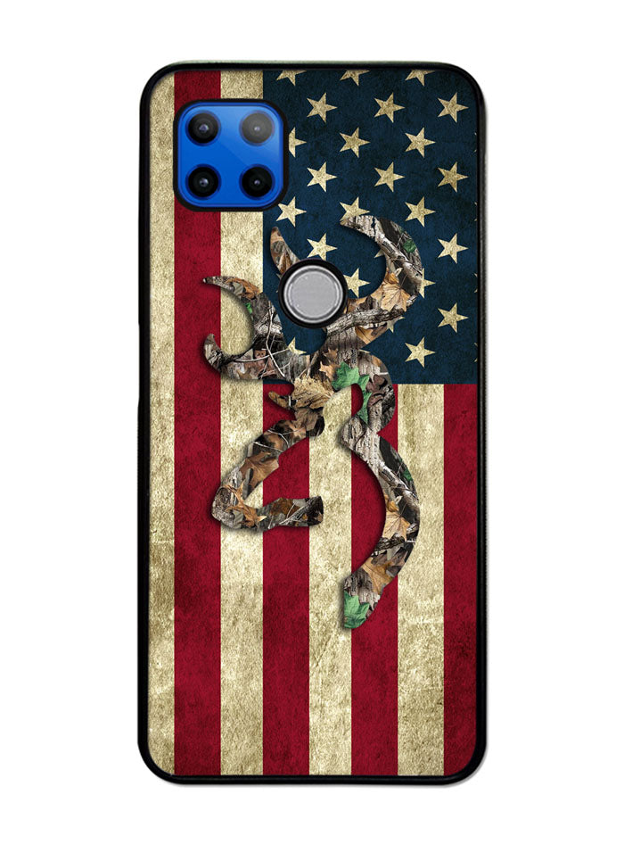 Browning Deer Real Tree Camo USA Flag Motorola Moto G 5G Case , Moto One 5G Ace Case