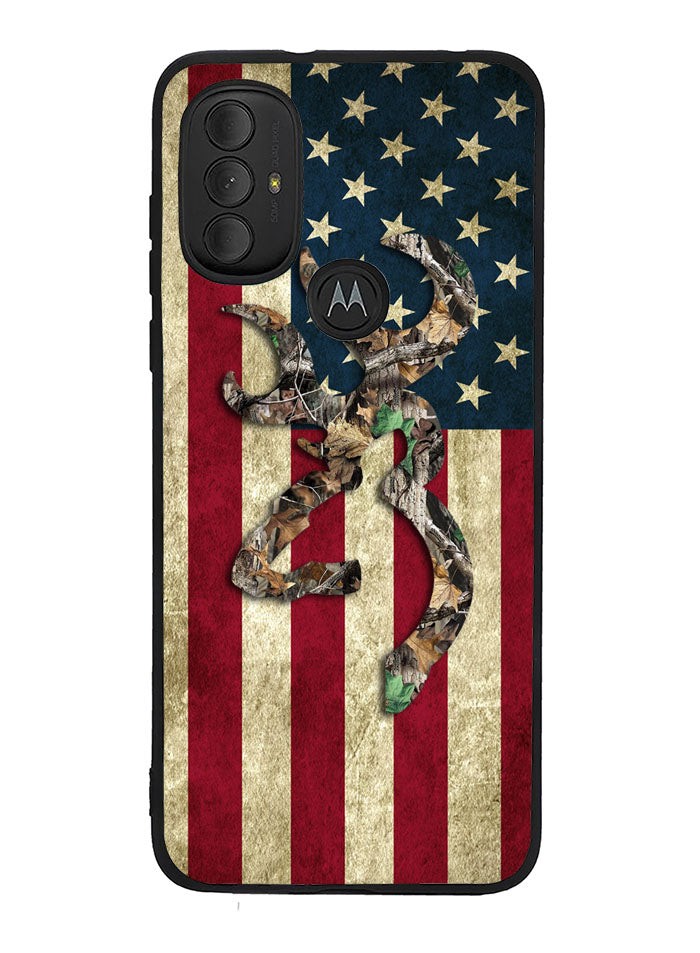 Browning Deer Real Tree Camo USA Flag Motorola Moto G Pure 2021 , Moto G Power 2022 Case